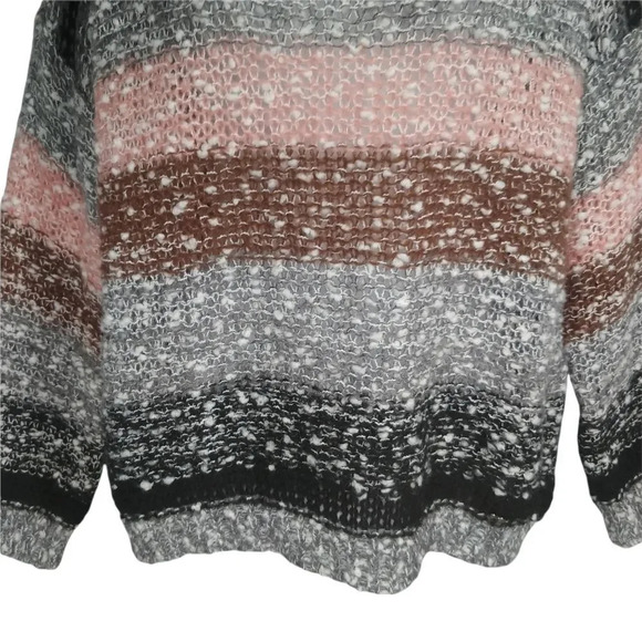 Please Dropped Shoulders Chunky Knit  Mohair Blend Striped Sweater M/L - Picture 4 of 9